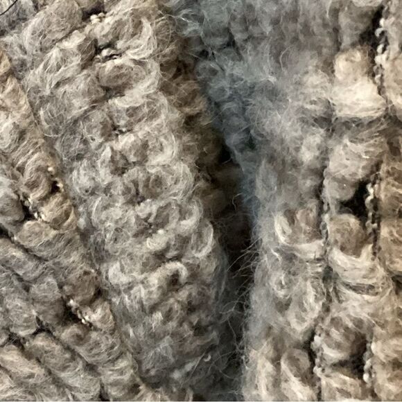 MARIA SOLE Made in Italy Sz S/M Alpaca Wool Blend Poncho Faux Fur Tan Blue - Picture 8 of 11